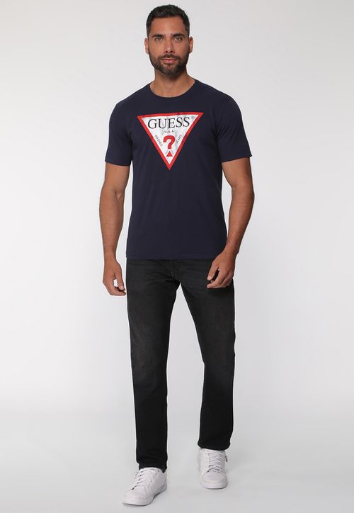 Camiseta Guess Triang Desgastado Azul Escuro
