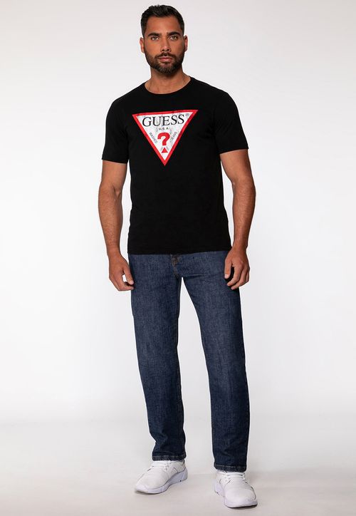 Camiseta Guess Triang Desgastado Preto