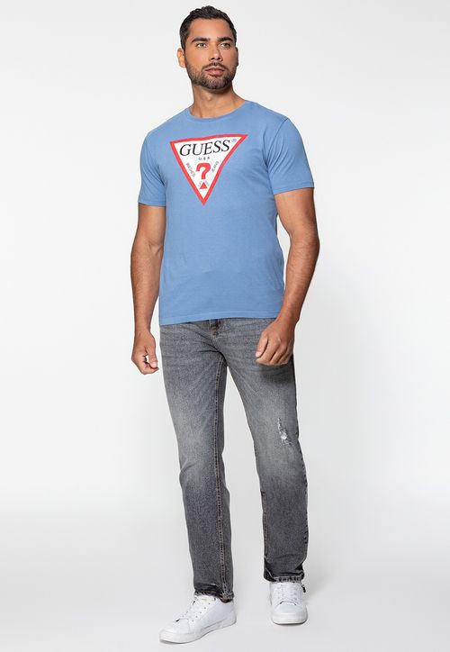 Camiseta Guess Triang Desgastado Azul