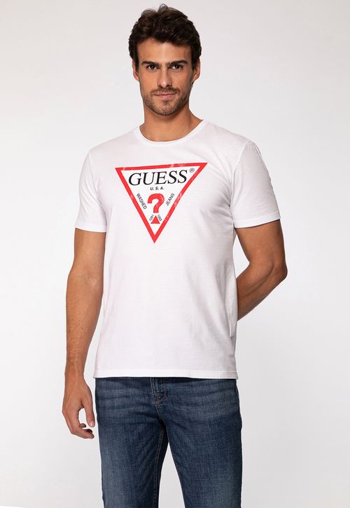 Camiseta GUESS Triang Desgastado Branco | Loja Oficial