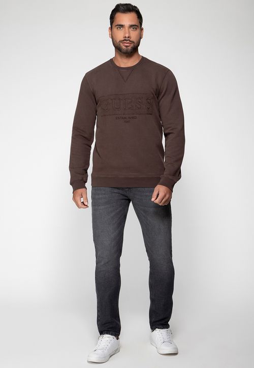 Blusa de Moletom Established 1981 Guess Marrom