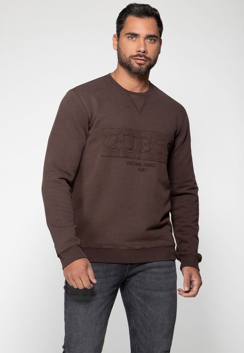 Blusa de Moletom Established 1981 Guess Marrom