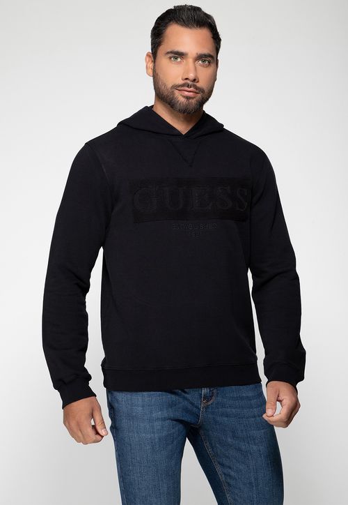 Blusa de Moletom Established 1981 Com Capuz Guess Preto