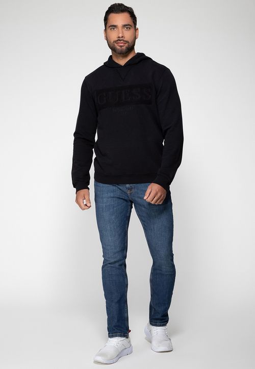 Blusa de Moletom Established 1981 Com Capuz Guess Preto