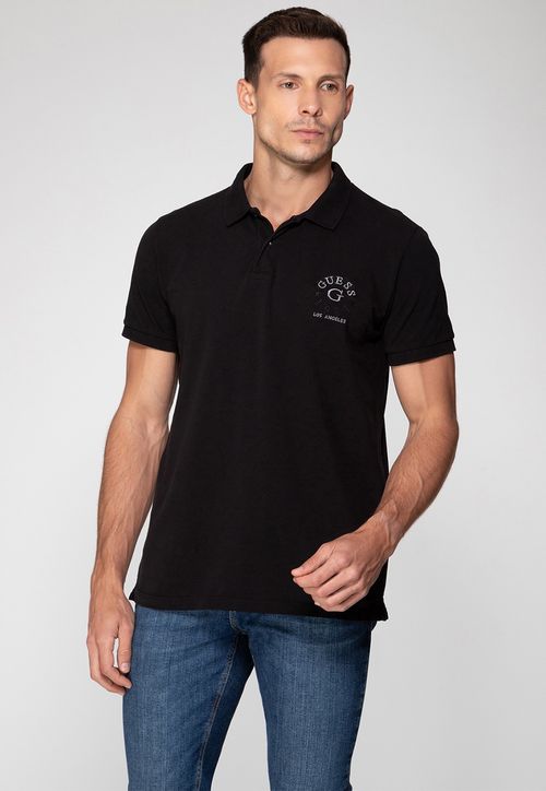Camisa Polo Guess Bordado 1981 Preto
