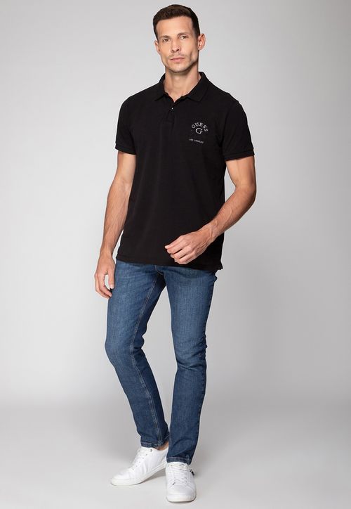 Camisa Polo Guess Bordado 1981 Preto