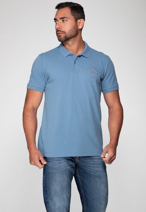 Camisa Polo Guess Bordado 1981 Azul Claro