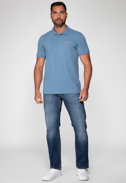 Camisa Polo Guess Bordado 1981 Azul Claro