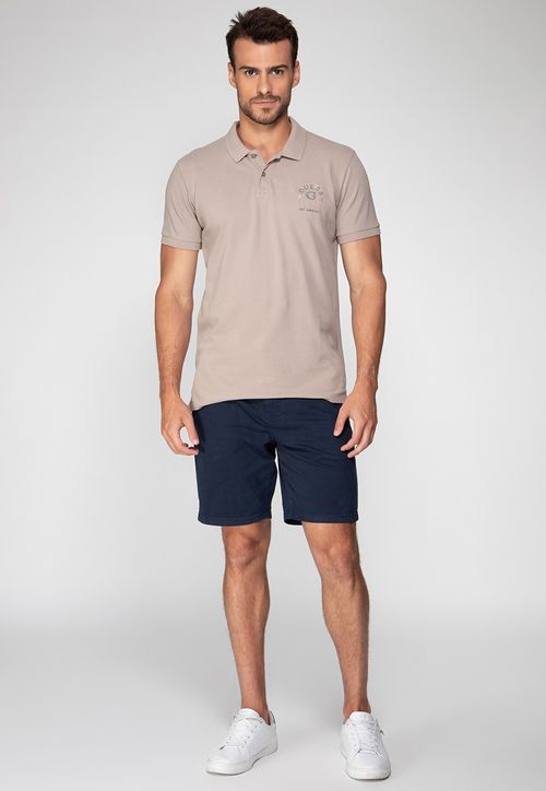 Camisa Polo Guess Bordado 1981 Bege