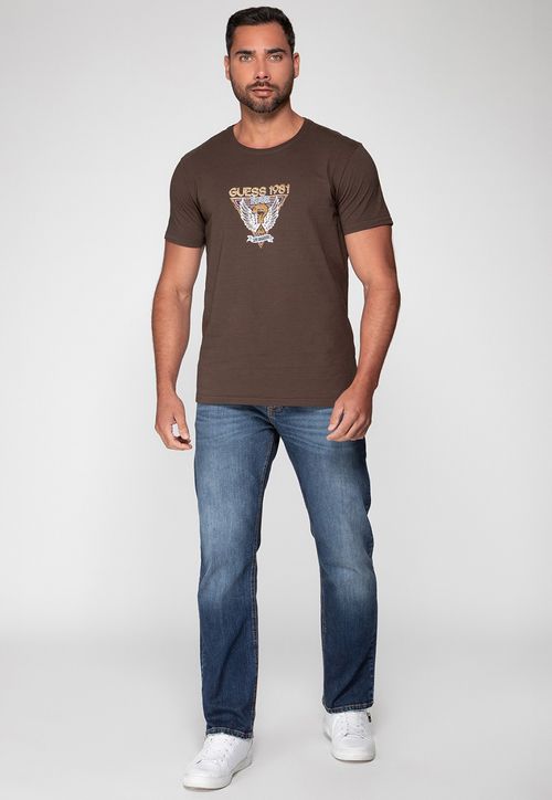 Camiseta Estampada Guess Tour Marrom