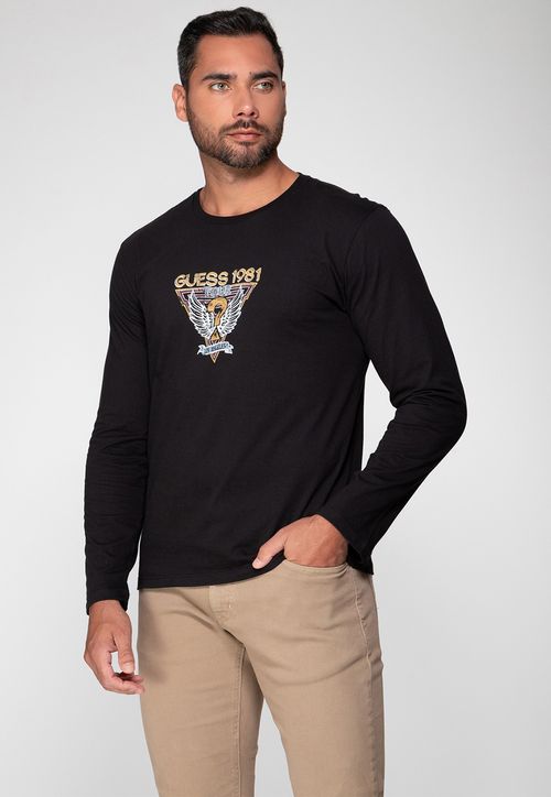 Camiseta Manga Longa Guess Tour Preto