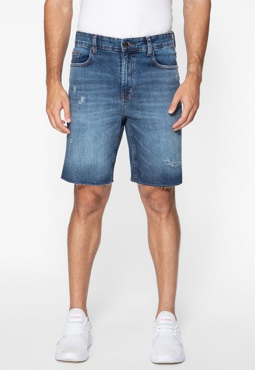 Bermuda Jeans Puídos Azul