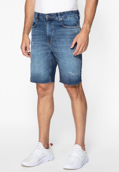 Bermuda Jeans Puídos Azul