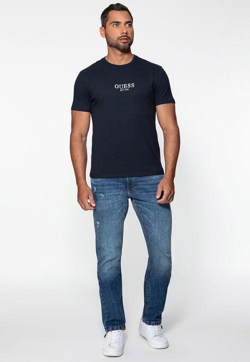 Camiseta Guess Bordado Azul Escuro