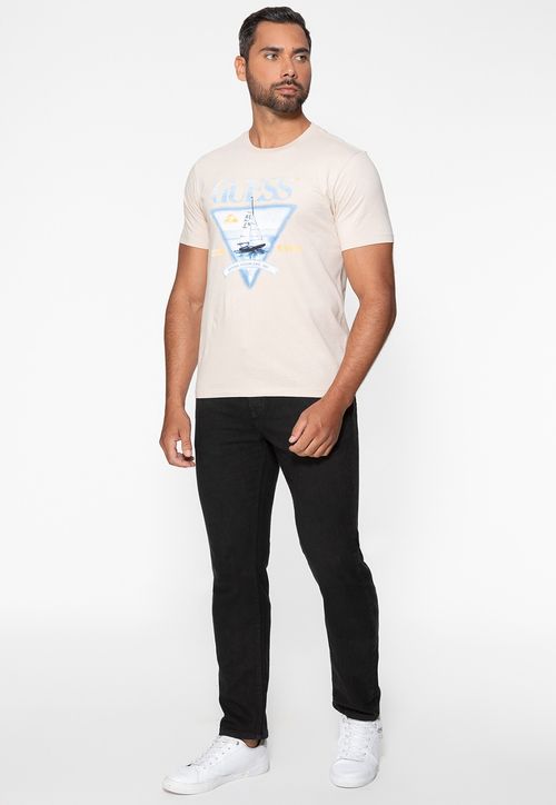 Camiseta Estampa Veleiro Bege