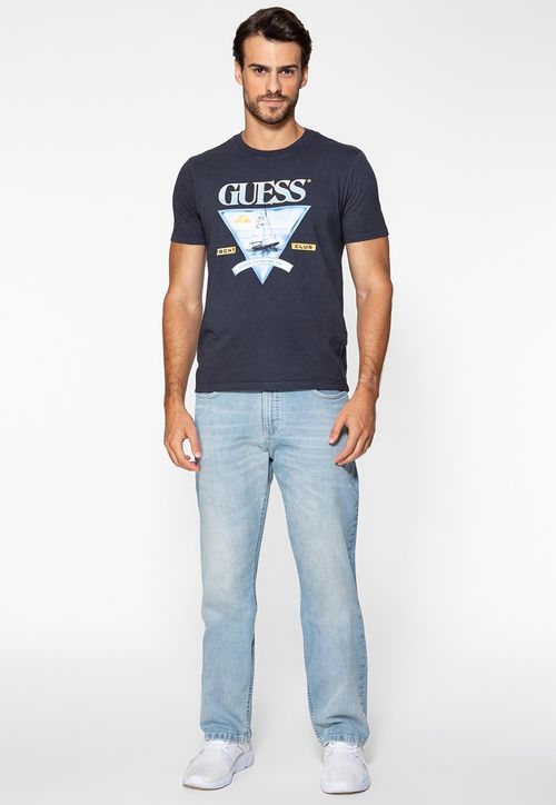Camiseta Estampa Veleiro Azul Escuro