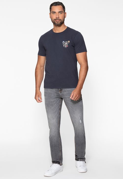 Camiseta Bordado Trust 1981 Azul Escuro