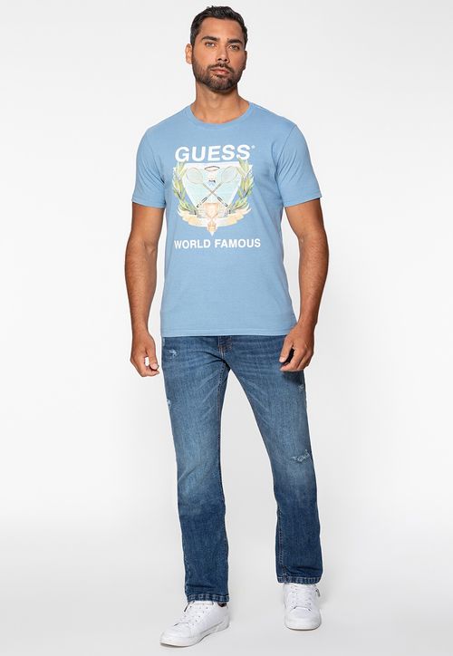 Camiseta Guess Silk Badminton Azul Claro