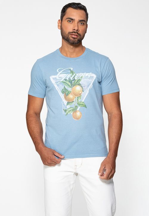 Camiseta Guess Silk Apricot Azul Claro