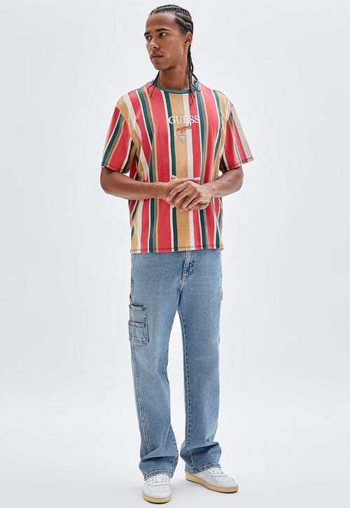 Camiseta Listrada Vertical Og Guess Laranja