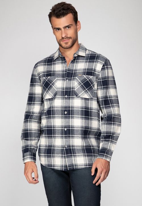 Camisa Manga Longa Xadrez Cinza