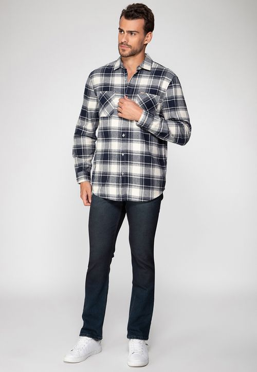 Camisa Manga Longa Xadrez Cinza