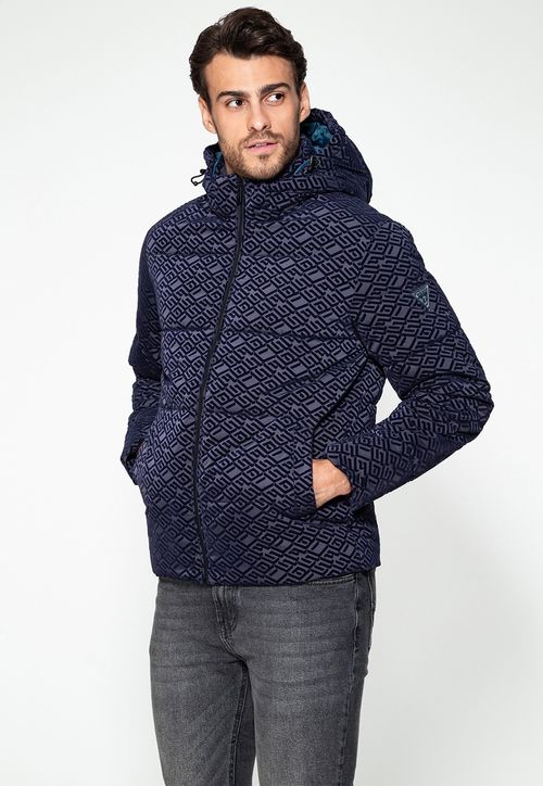Jaqueta Puffer Logo Azul Escuro