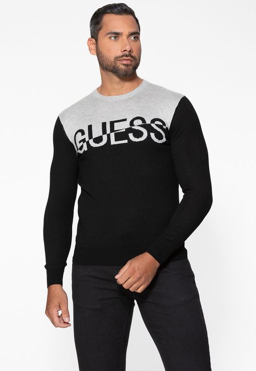Blusa de Tricot Guess Bicolor Preto