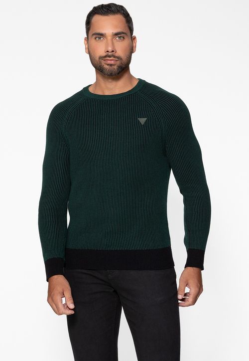 Blusa de Tricot Manga Longa Verde