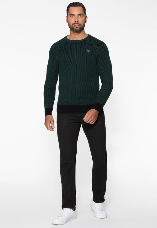 Blusa de Tricot Manga Longa Verde