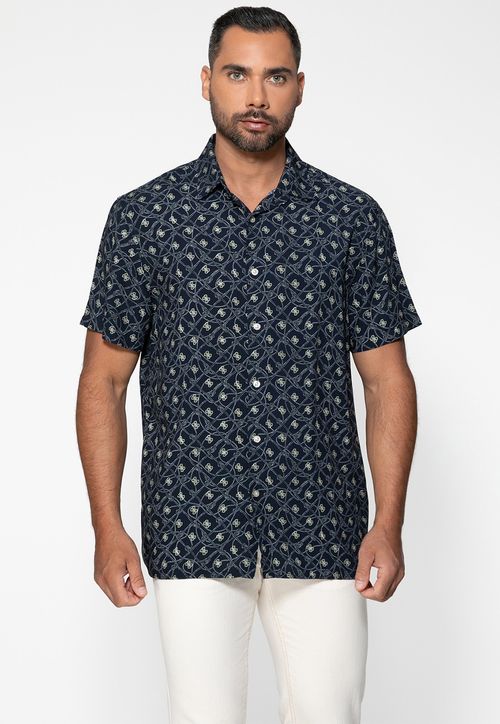 Camisa Eco Manga Curta Estampa 4g Azul Marinho