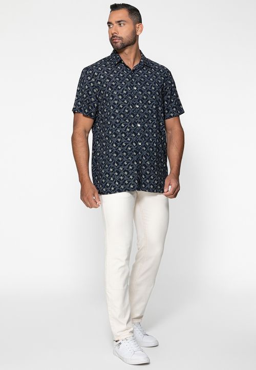 Camisa Eco Manga Curta Estampa 4g Azul Marinho