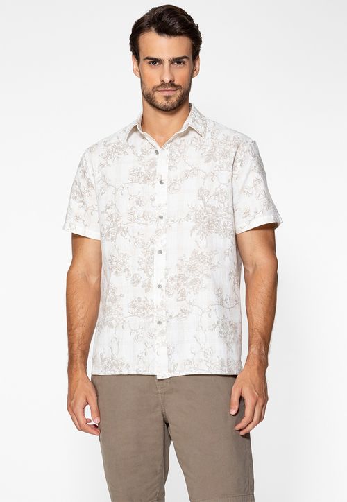 Camisa Manga Curta Eco Estampada Branco