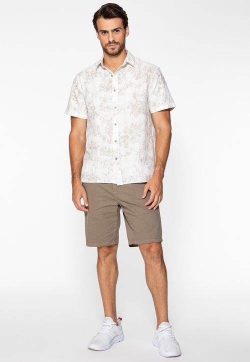 Camisa Manga Curta Eco Estampada Branco