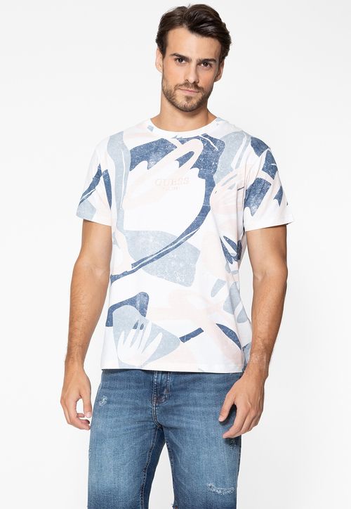 Camiseta Eco Estampa Abstrata Branco