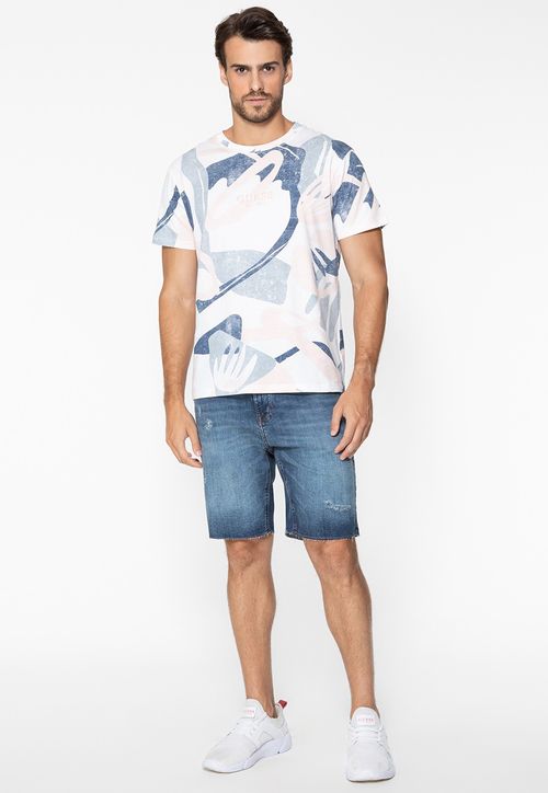 Camiseta Eco Estampa Abstrata Branco