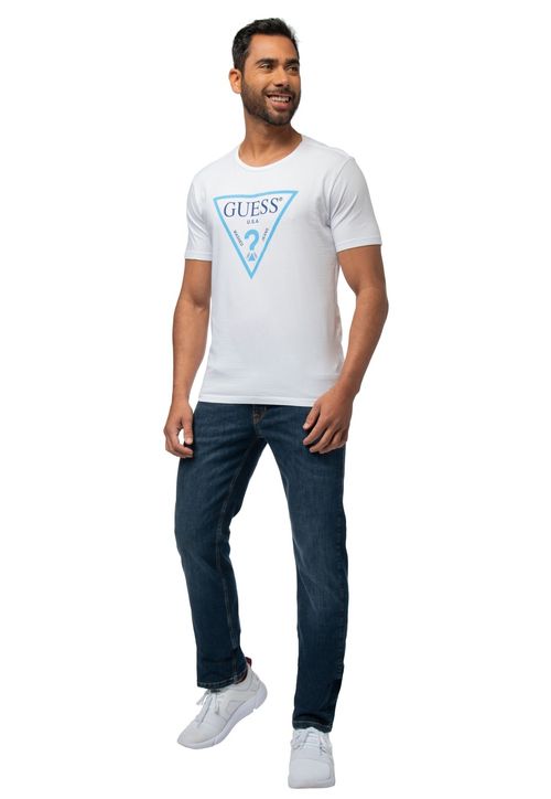 Camiseta Guess Logo Triangulo Vazado Branco