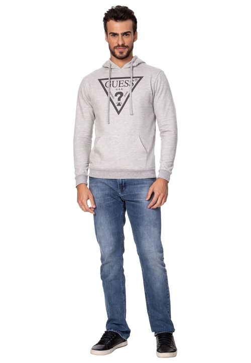 Blusa de Moletom Logo Puff Guess Cinza