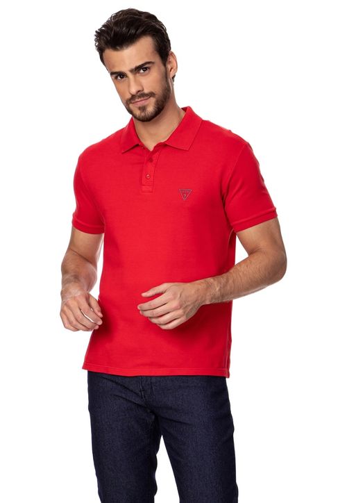 Camisa Polo Malha Carmel Guess Vermelho