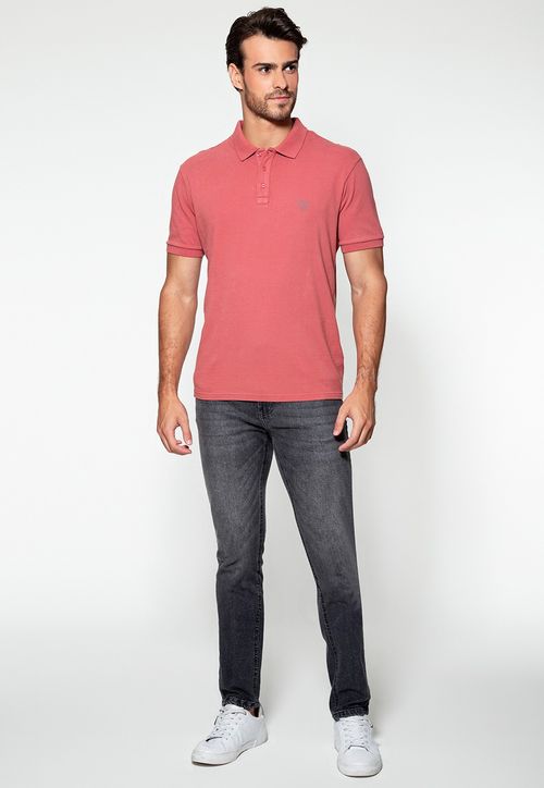 Camisa Polo Silk Triangulo Pq Puff Guess Rosa