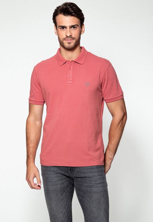 Camisa Polo Silk Triangulo Pq Puff Guess Rosa