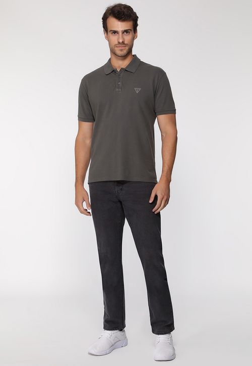 Camisa Polo Silk Triangulo Pq Puff Guess Grafite