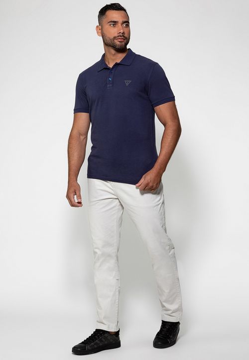 Camisa Polo Silk Triangulo Pq Puff Guess Roxo