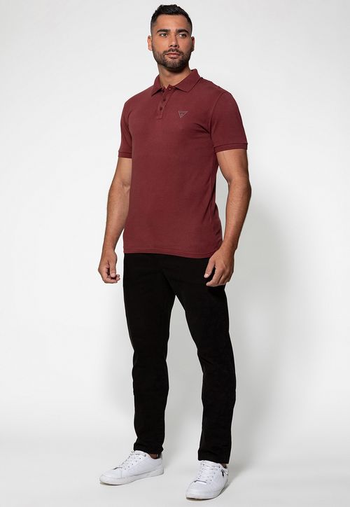 Camisa Polo Silk Triangulo Pq Puff Guess Vinho