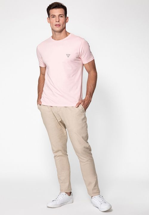 Camiseta Basic Gola C Rosa Claro
