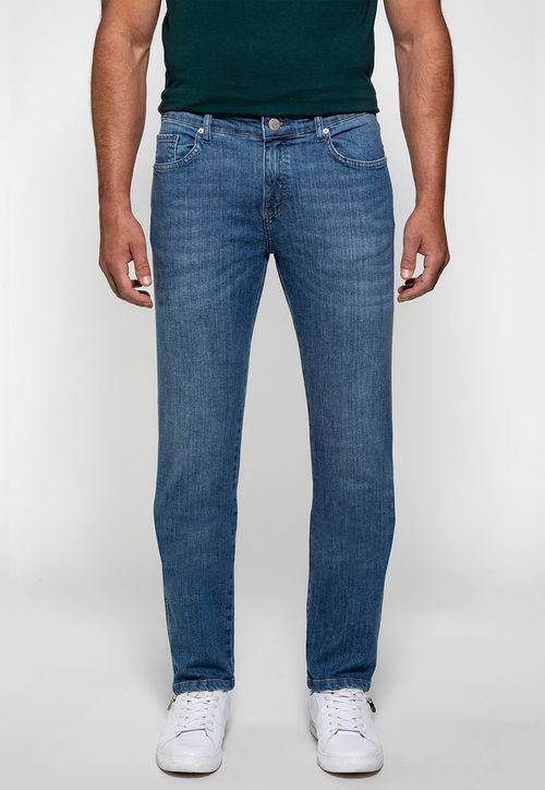 Calça Slim Straight Azul