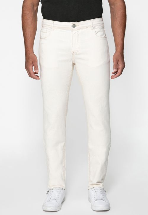 Calça Sarja Guess Slim 5 Pkts Off White