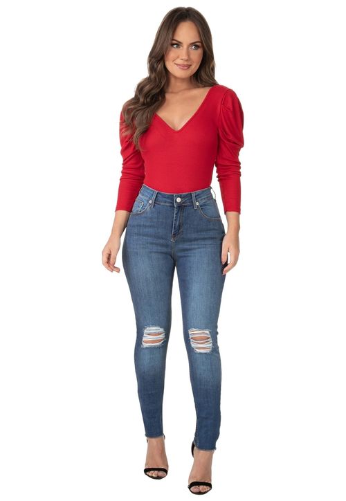 Body Manga Bufante Guess Vermelho