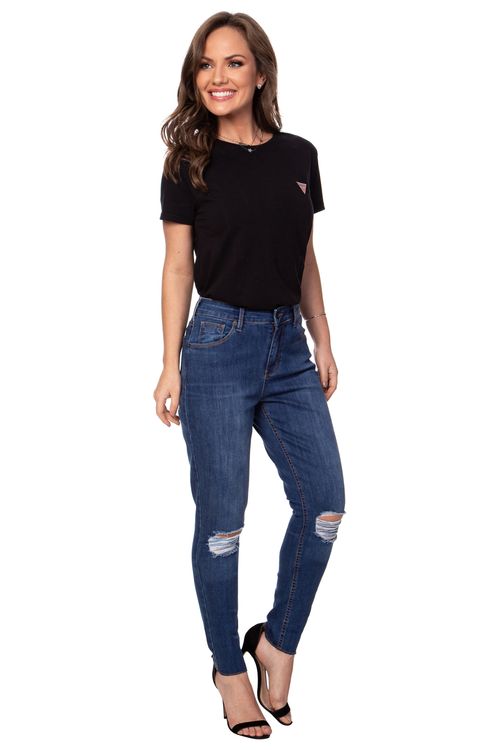 Calça Jeans Skinny Destroyed  Guess Azul
