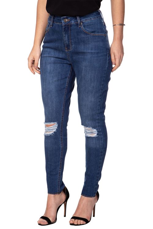 Calça Jeans Skinny Destroyed  Guess Azul